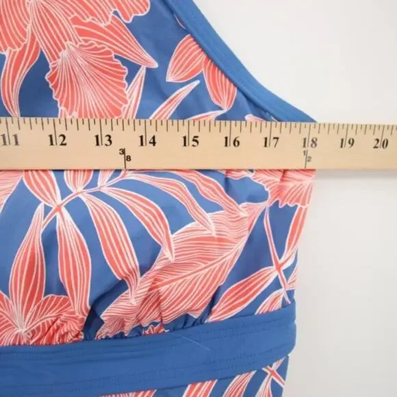 NWOT Lands End Blue Orange Floral Pattern Swim Tankini Top Size 16 - Picture 5 of 8